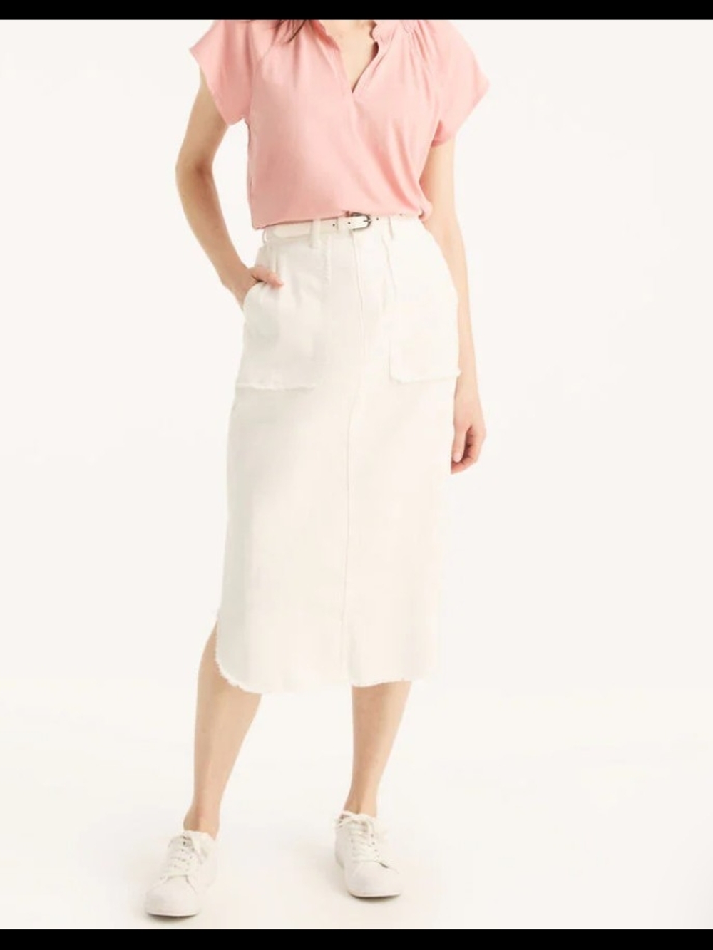 Nautica Classic High-Rise White Midi Skirt